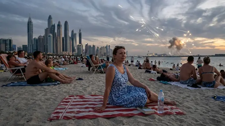 Русские туристы не стали уходить с пляжа в Дубае во время работы ПВО