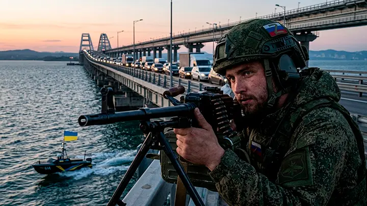 Поражены катера, пограничники скинуты в воду. Атака на Крымский мост. Движение встало