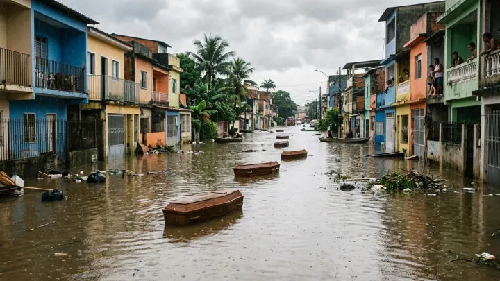 Жуткие кадры из Бразилии: гробы поплыли по затопленным улицам города