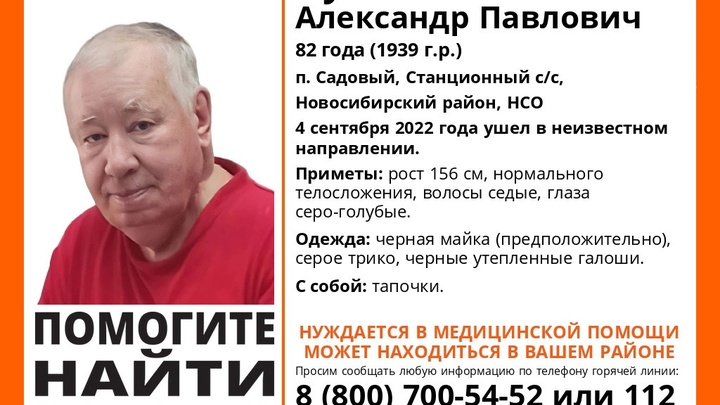 В Новосибирской области пропал пенсионер с потерей памяти