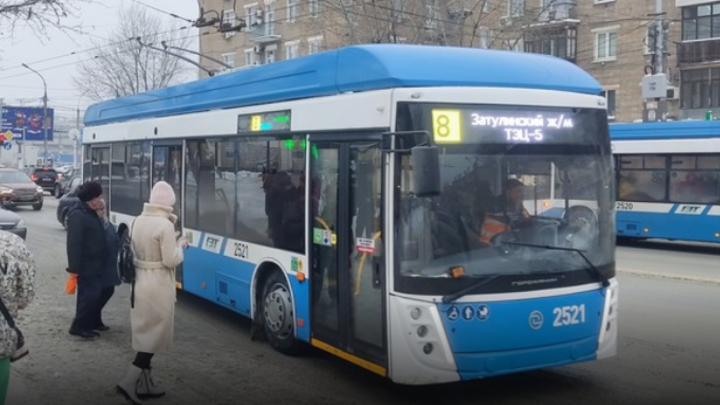 В Новосибирске троллейбус с пассажирами врезался столб со светофором