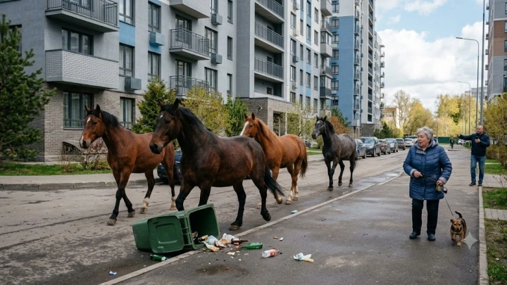 Табун цирковых лошадей уже месяц держит в страхе Новую Москву