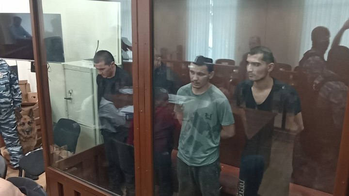 Подельников террористов из Крокуса завели в зал вчетвером: Первые кадры