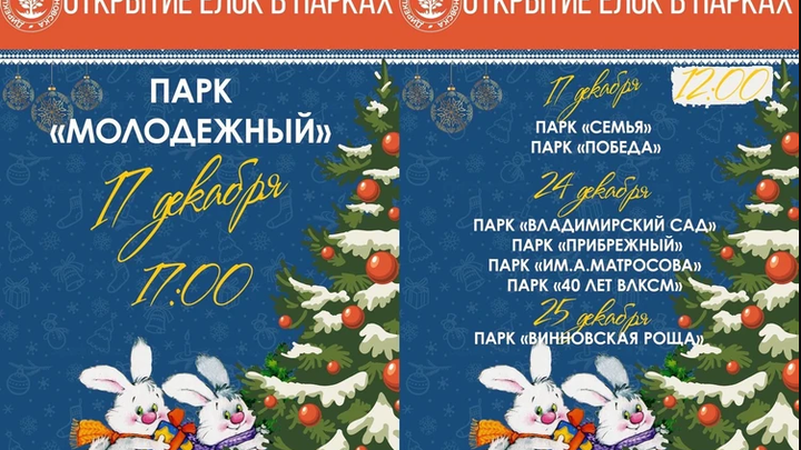 В парках Ульяновска 17 декабря начнут открываться новогодние ёлки