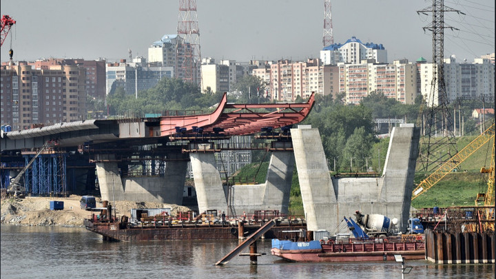 Стометровый пилон четвёртого моста в виде буквы «Н» начали возводить в Новосибирске