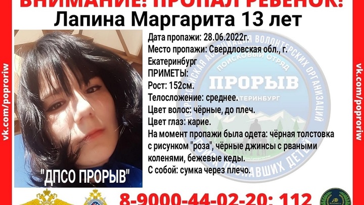 В Екатеринбурге вторую неделю не могут найти 13-летнюю девочку