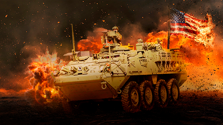 В подбитом Stryker — флаг США и восемь американских рейнджеров: НАТО начало прямую войну с русскими, но карты смешал Макфол