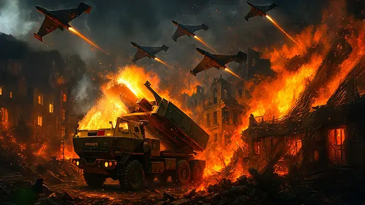 Километровые столбы огня по всей Украине. Тысячи мертвы. Такой удар впервые в истории - всем арсеналом сразу. 1000 Гераней за ночь