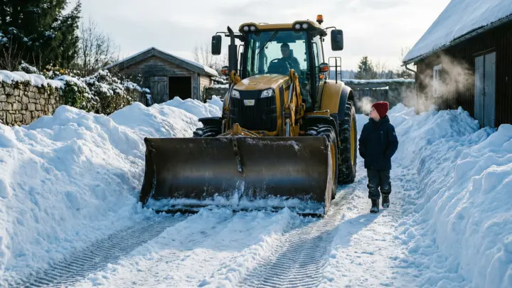 Трактор завалил ребёнка снегом выше головы и уехал