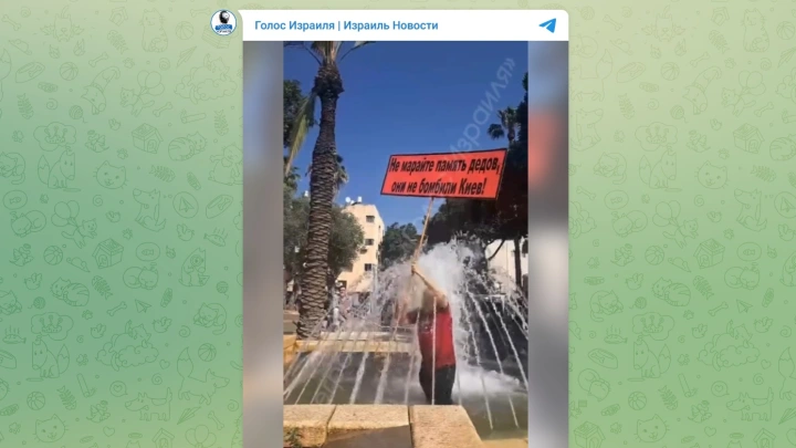 Участники Бессмертного полка в Хайфе скинули в фонтан проукраинского активиста