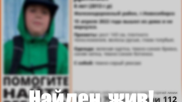 В Новосибирске нашли живым пропавшего 8-летнего мальчика