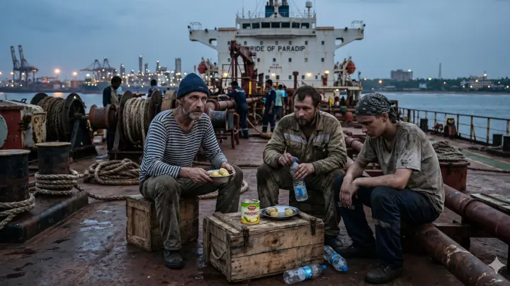 20 русских моряков месяц голодают на арестованном в Индии танкере