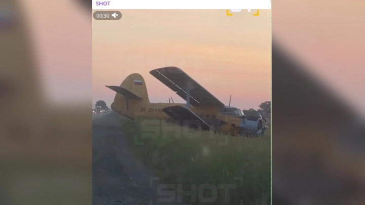 Самолет Ан-2 рухнул на дорогу в Краснодарском крае: видео