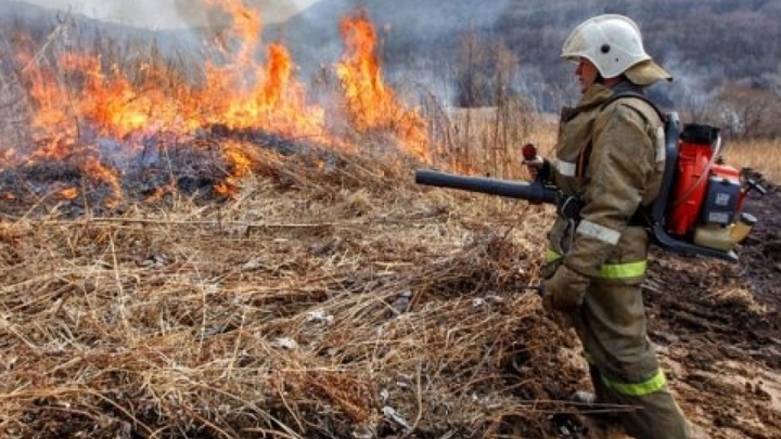 Ландшафтный пожар на Батарейной сопке напугал жителей коттеджного посёлка