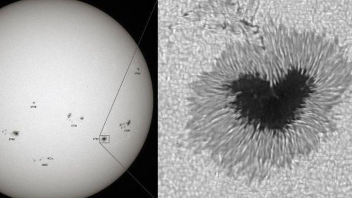 Астрономы заметили на Солнце необычное пятно в форме сердца
