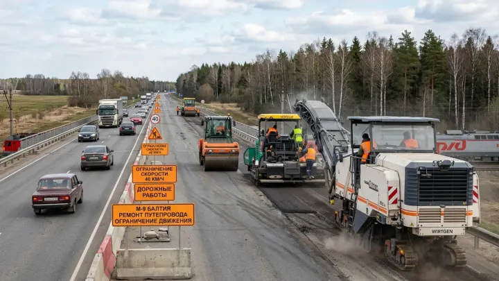 На трассе М-9 «Балтия» ограничили скорость из-за дорожных работ