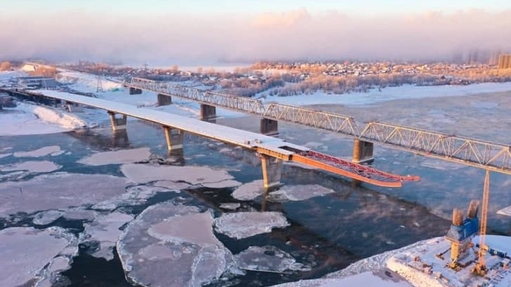 Надвижка пролётных строений четвёртого моста в Новосибирске выполнена на 60%