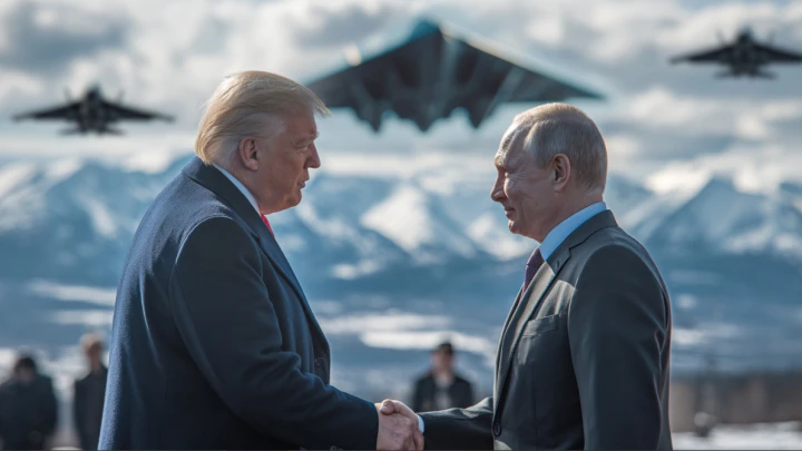 Похлопал в ладоши, звено бомбардировщиков, совместный лимузин:  Западные СМИ восхитил момент встречи Путина и Трампа