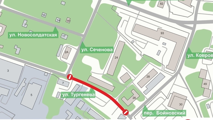 Движение автомобилей на улице Тургенева в Нижнем Новгороде приостановят с 6 марта на полтора месяца