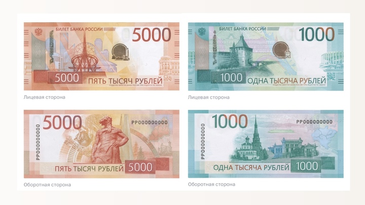 Какие города напечатали на новых 1000 и 5000 рублёвых купюрах