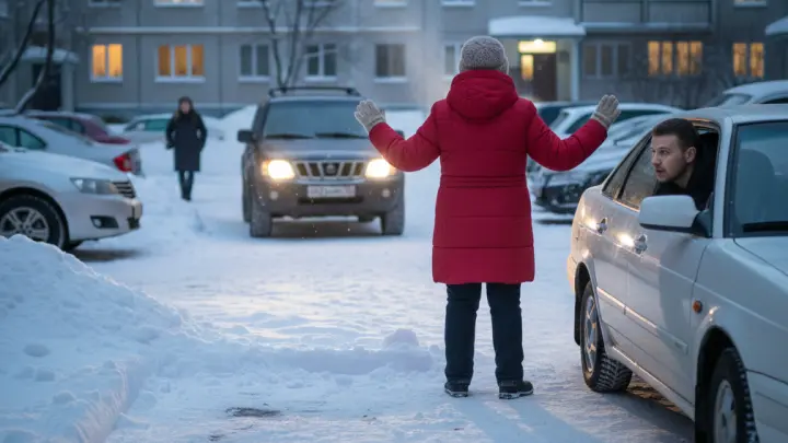 Жительница Подмосковья часами сторожила парковочное место во дворе для мужа