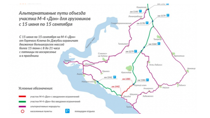 Движение грузовиков на трассе от Горячего Ключа до Джубги ограничат на летний сезон