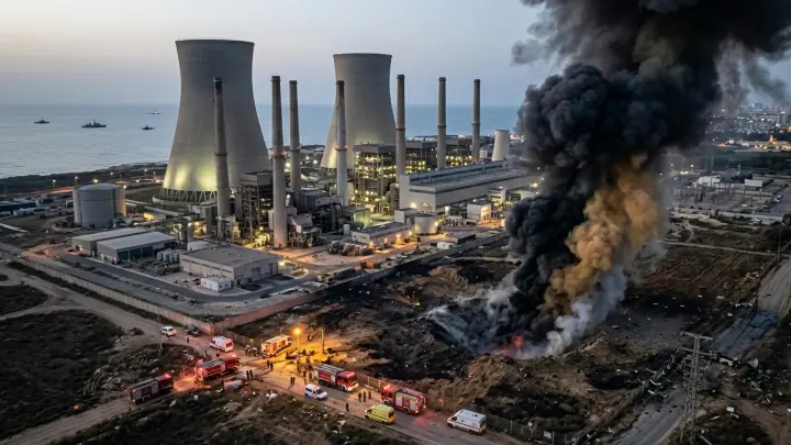 Ракетный удар Ирана по крупнейшей электростанции Израиля сняли на видео