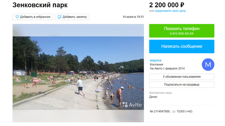 В Кузбассе за 2,2 миллиона продают Зенковский парк
