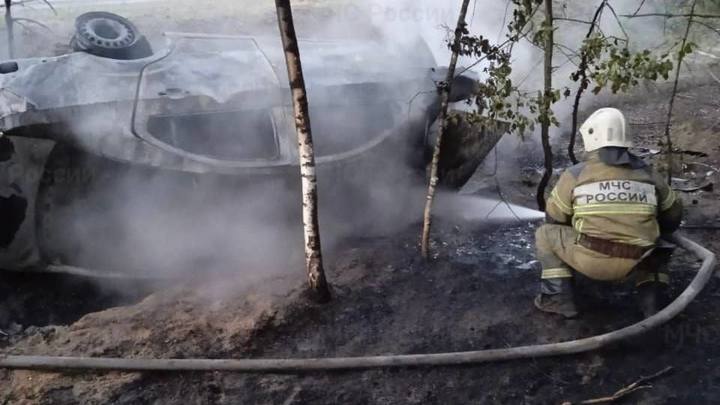 В Гусь-Хрустальном районе автомобиль вспыхнул после ДТП