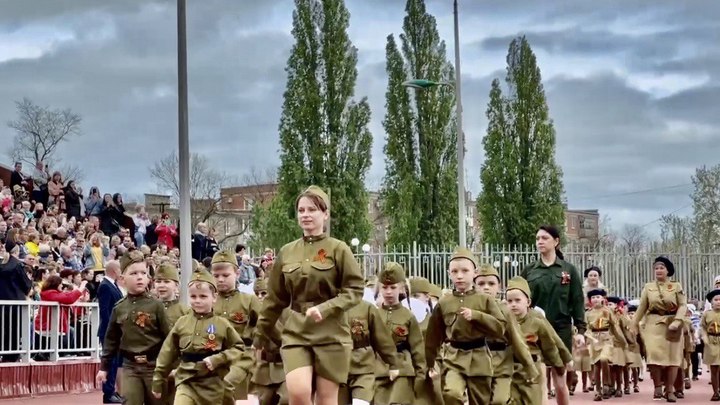 На Кубани  прошёл военный парад воспитанников детского сада, приуроченный ко Дню Победы