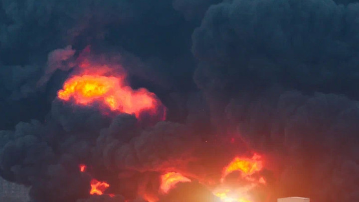 Всё ещё пылают два резервуара: В Курской области продолжают тушить пожар на атакованной украинскими БПЛА нефтебазе