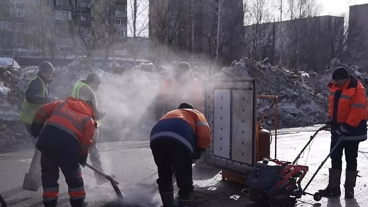 Для ремонта дорог начали использовать инфракрасные лампы