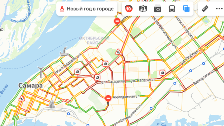 Пробки 10 баллов: Самара встала в предновогоднем транспортном коллапсе
