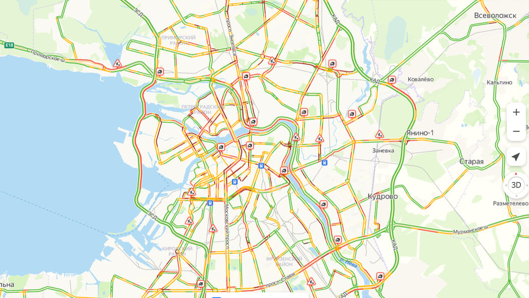 Карта с пробками санкт петербург