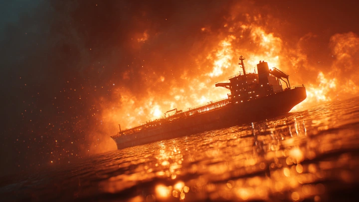 Последствия атаки на американский танкер у Шарджи в ОАЭ сняли на видео