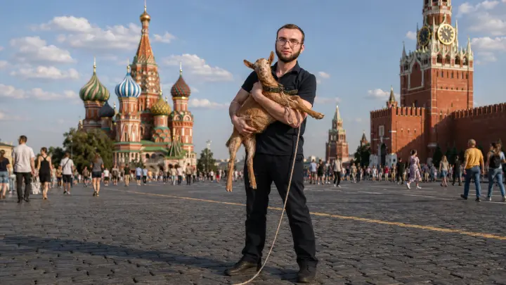 Выгуливавший козу у Кремля москвич матом объяснил свой поступок