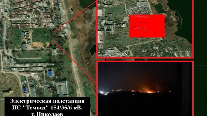 Русские войска нанесли ночной удар по электрической подстанции в Николаеве