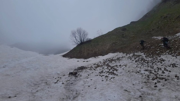 В Сочи спасательная группа эвакуировала с горы застрявших в снегу туристов