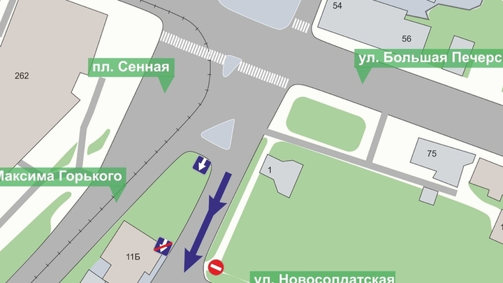 Одностороннее движение введут рядом с площадью Сенной в Нижнем Новгороде 17 ноября
