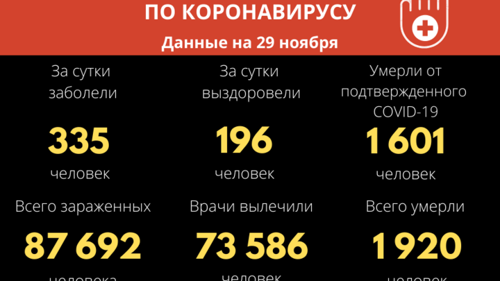 Коронавирус подтвердили ещё у 335 жителей Забайкалья, 196 человек вылечились