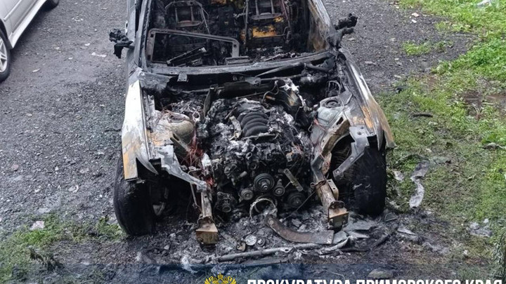 В Приморье мужчина сжег машину, облившую его водой из лужи