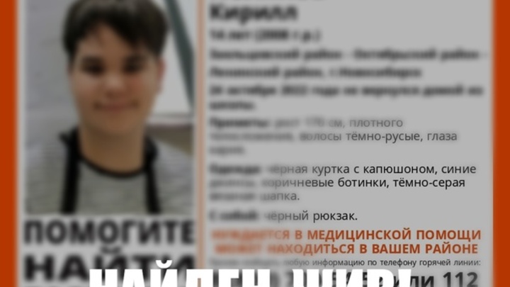 В Новосибирске найден пропавший накануне 14-летний подросток