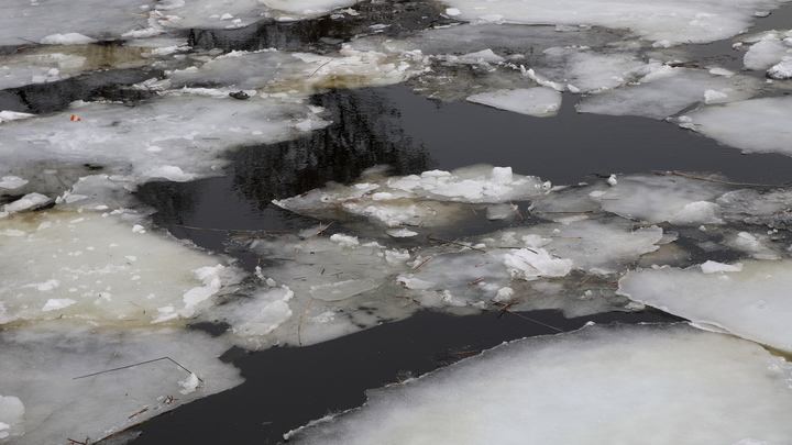 Курьер провалилась под лёд в Новосибирске: Женщину спасали целой командой МЧС