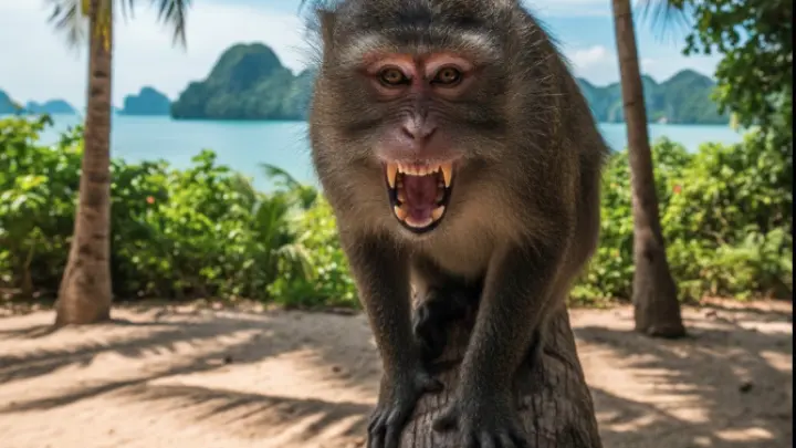 Агрессивная обезьяна чуть не откусила русской туристке руку во Вьетнаме