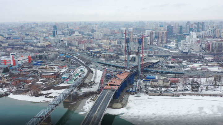 В Новосибирске закончили возведение пилона четвёртого моста через Обь