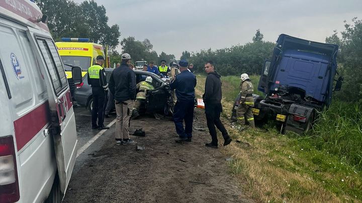 Водитель иномарки погиб в столкновении с грузовиком под Новосибирском