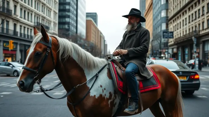 Лошадь на переходе: в Магнитогорске автомобиль столкнулся с всадником