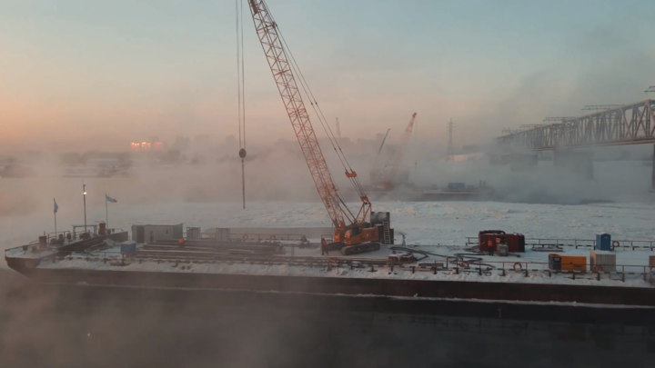Новосибирский фотограф показал стройку четвёртого моста через Обь с высоты птичьего полёта
