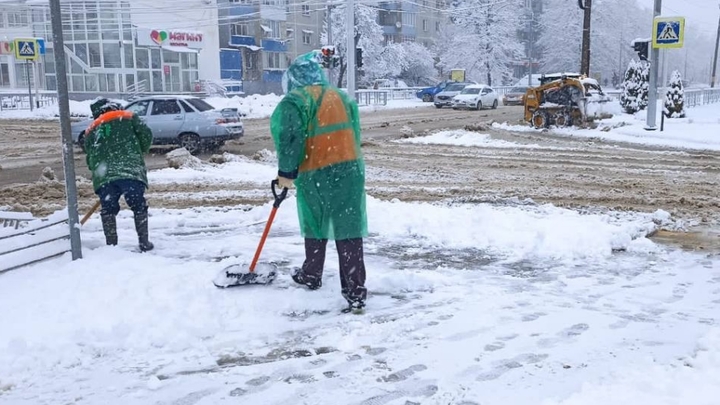 Во власти снежного циклона: в Белореченске за полдня выпал 21 мм осадков