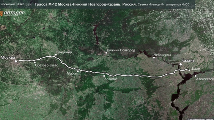 Строящуюся  в Подмосковье платную трассу М-12 уже видно из космоса